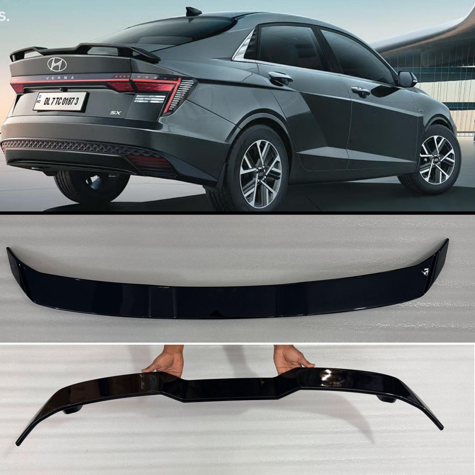 Car ABS Rear Spoiler Sporty Rear Trunk Lip Roof Extension Wing Spoiler for Car Aerodynamic Fit Compatible for Hyundai Verna Auto Accessories-image-3