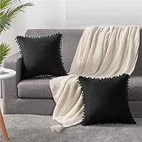 Vista 77 de 2 fundas para cojín decorativo de terciopelo con pompones
