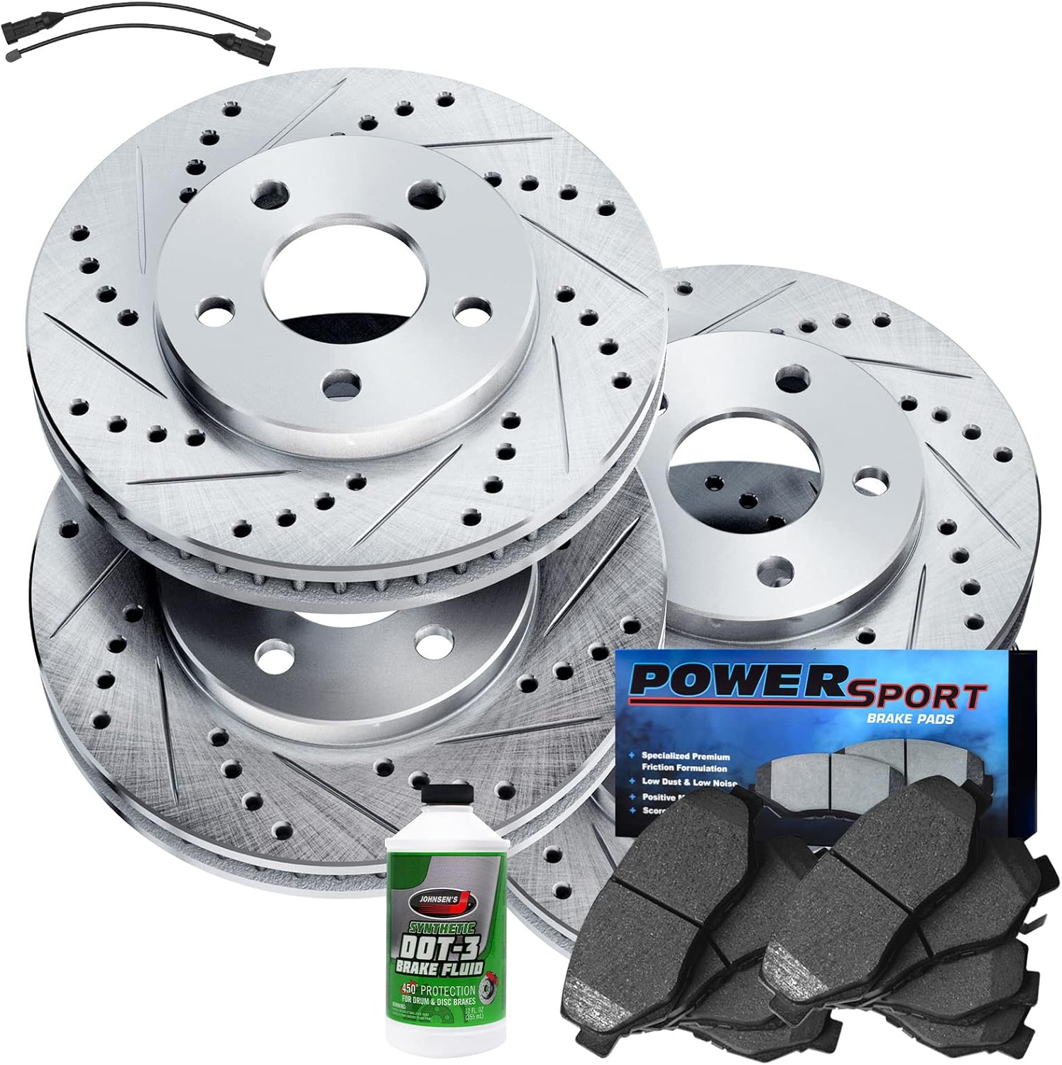 power sport front and rear brakes and rotors| front and rear semi met brake pads and rotors kit| fits 1994-1994 jaguar xj12