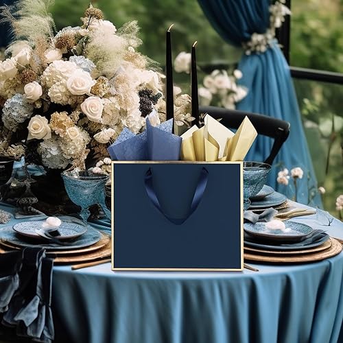 Miniatura 6 de ReliThick Paquete de 12 bolsas de regalo de papel metálico con asa y tejido, 11.8 x 10 x 4 pulgadas, bolsa de agradecimiento para San Valentín,