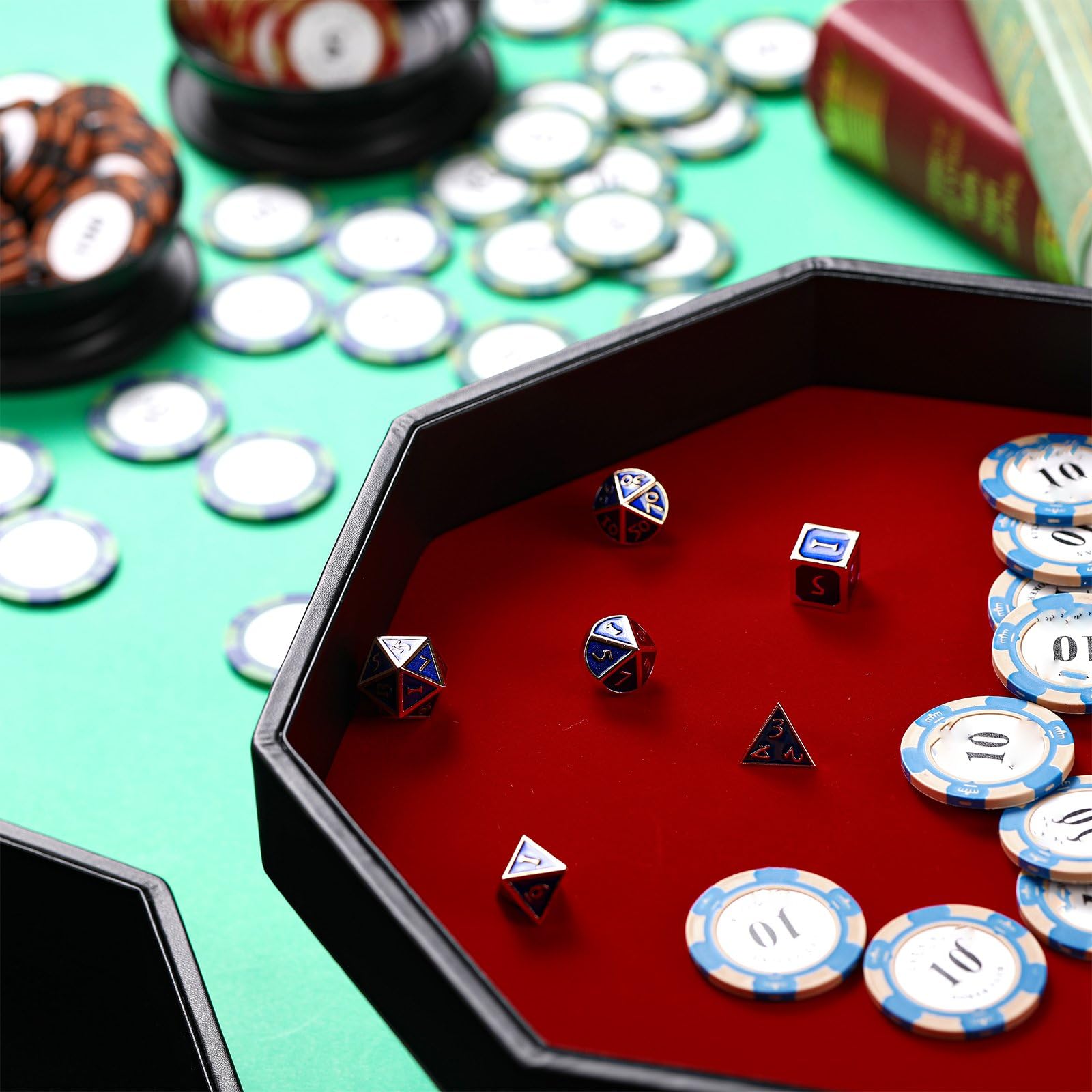 Plateau à Dés Hexagonal Pliable En Cuir Synthétique - Rangement Et Jeu De Société - 2