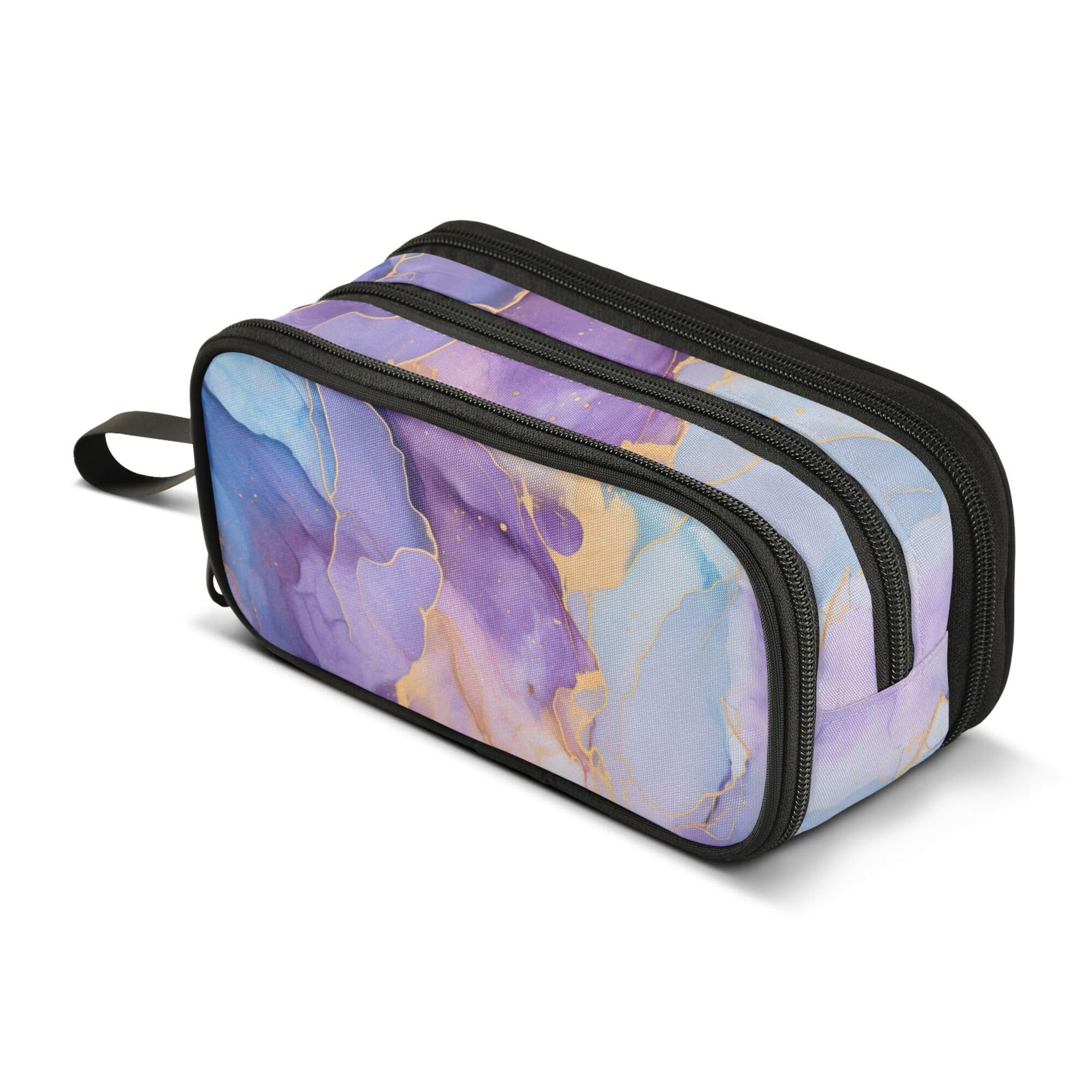ALAZA Large Pencil Case, Big Capacity Pencil Bag Pen Pouch Holder 3 Compartments,Marble Purple School Office Supplies Stationery Makeup Bag Storage Organizer for Students Girls Boys Women Men — image 1