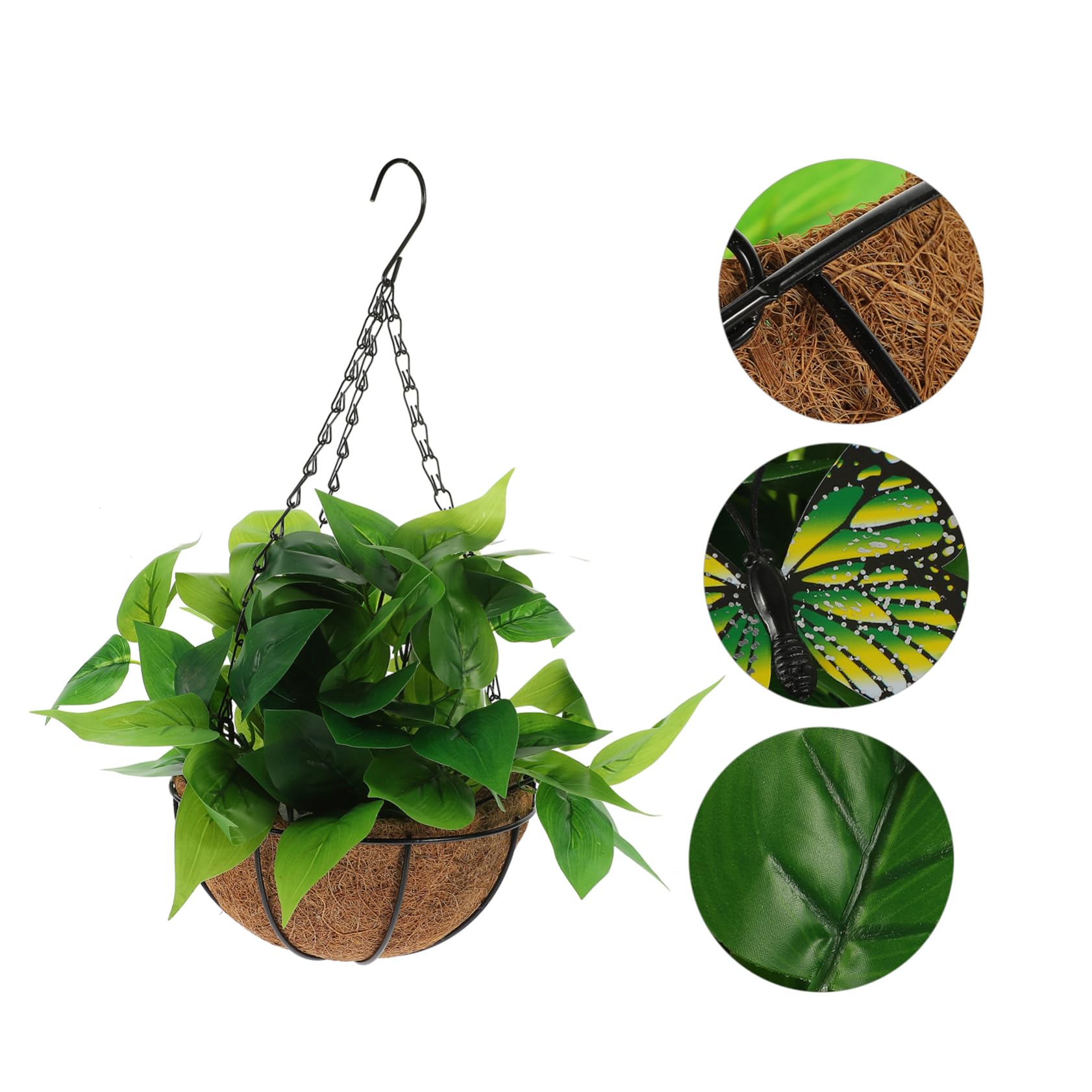 Sosoport Pianta Artificiale Epipremnum Aureum con Cestino 1 Pz | Decorazione Pendente per Librerie Ufficio e Giardino, Materiali Ferro Plastica Palma Spugna, Stile Vivido