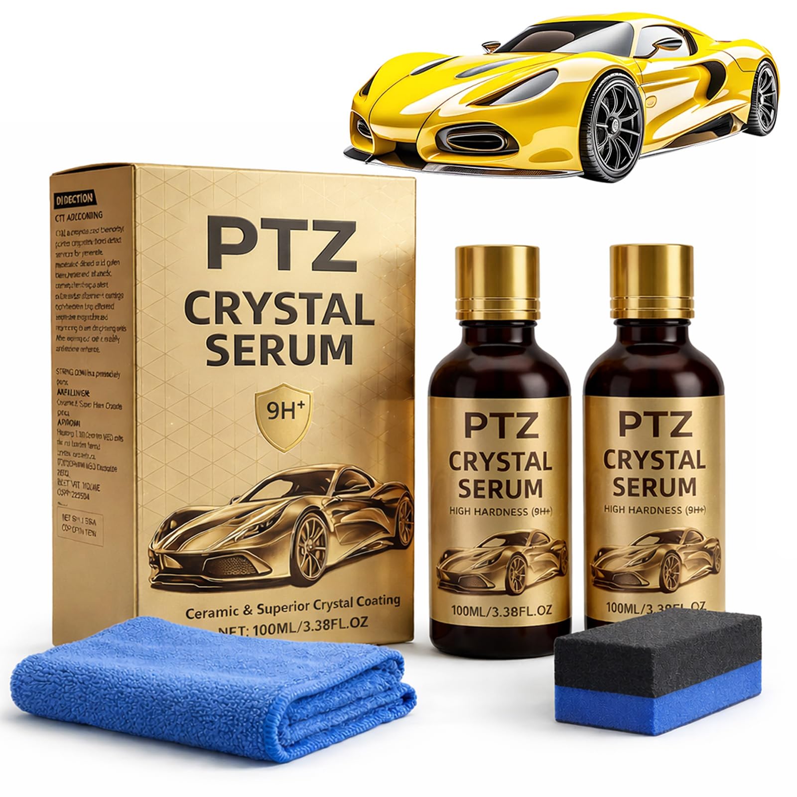 2Pack PTZ Crystal Serum for Cars – Advanced Graphene Ceramic Coating for Cars(100ML), 9H Graphene Coating for Auto Car Detailing, Gloss Hydrophobicty Anti Scratch (1*PC) — view 8