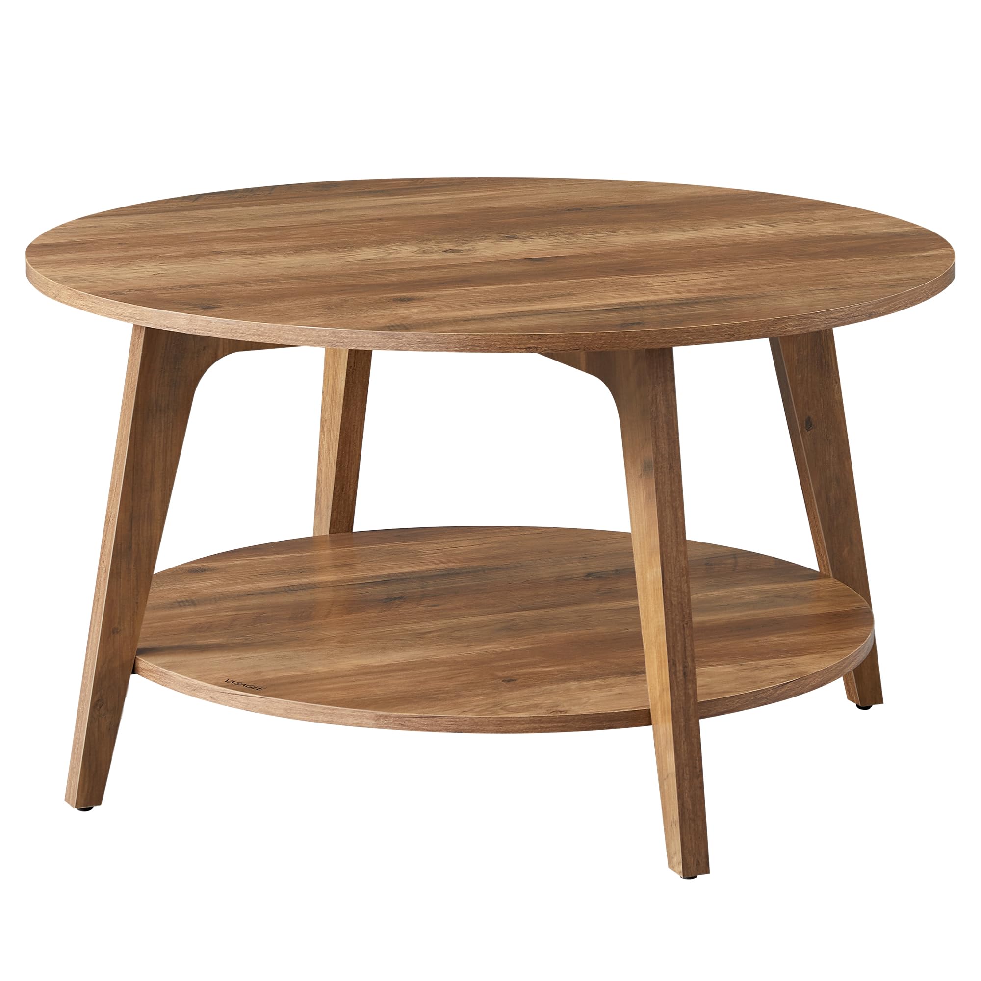 VASAGLE MAEZO Collection - Coffee Table, Living Room Table, 2 Levels, with Storage, Slides, 80 x 45 cm (Diameter x H), Easy Assembly, for Living Room, Honey Brown LCT243K41