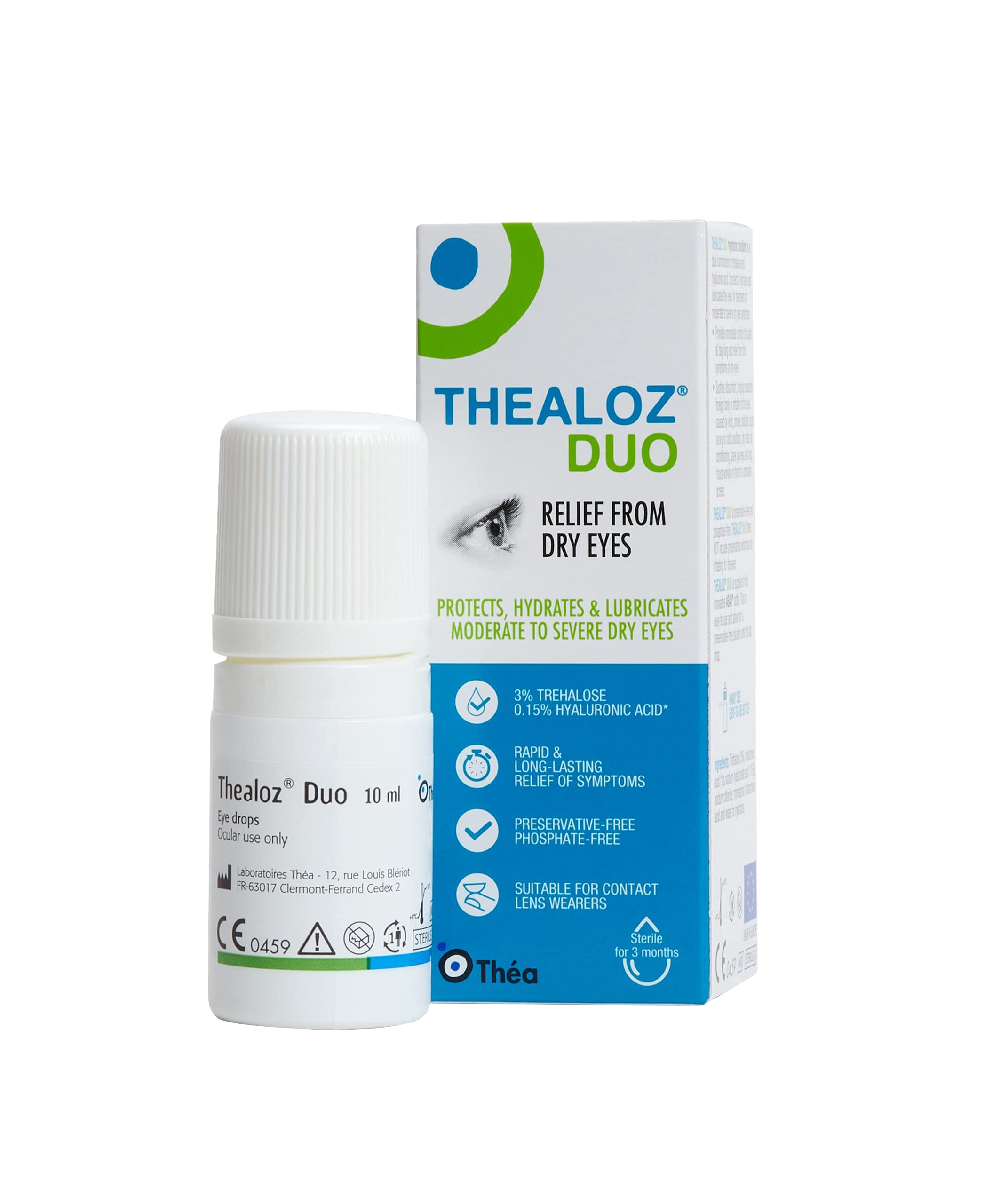 2 x Thealoz Duo Eye Drops 10ml Eye Drops for Tired & Dry Eyes