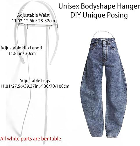 Miniatura 2 de Perchas de exhibición de ropa con forma de cuerpo de metal con cadera y piernas ajustables, perchero para boutique al por menor, torso de maniquí