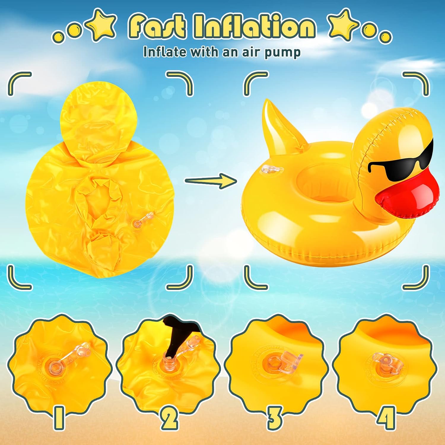 Sratte Inflatable Drink Floats Reusable Cute Drink Holder Inflatable Float Cup Coasters Set for Pool Party Hot Tubs Lakes Oceans for Women Men Adults Summer Pool(Duck)