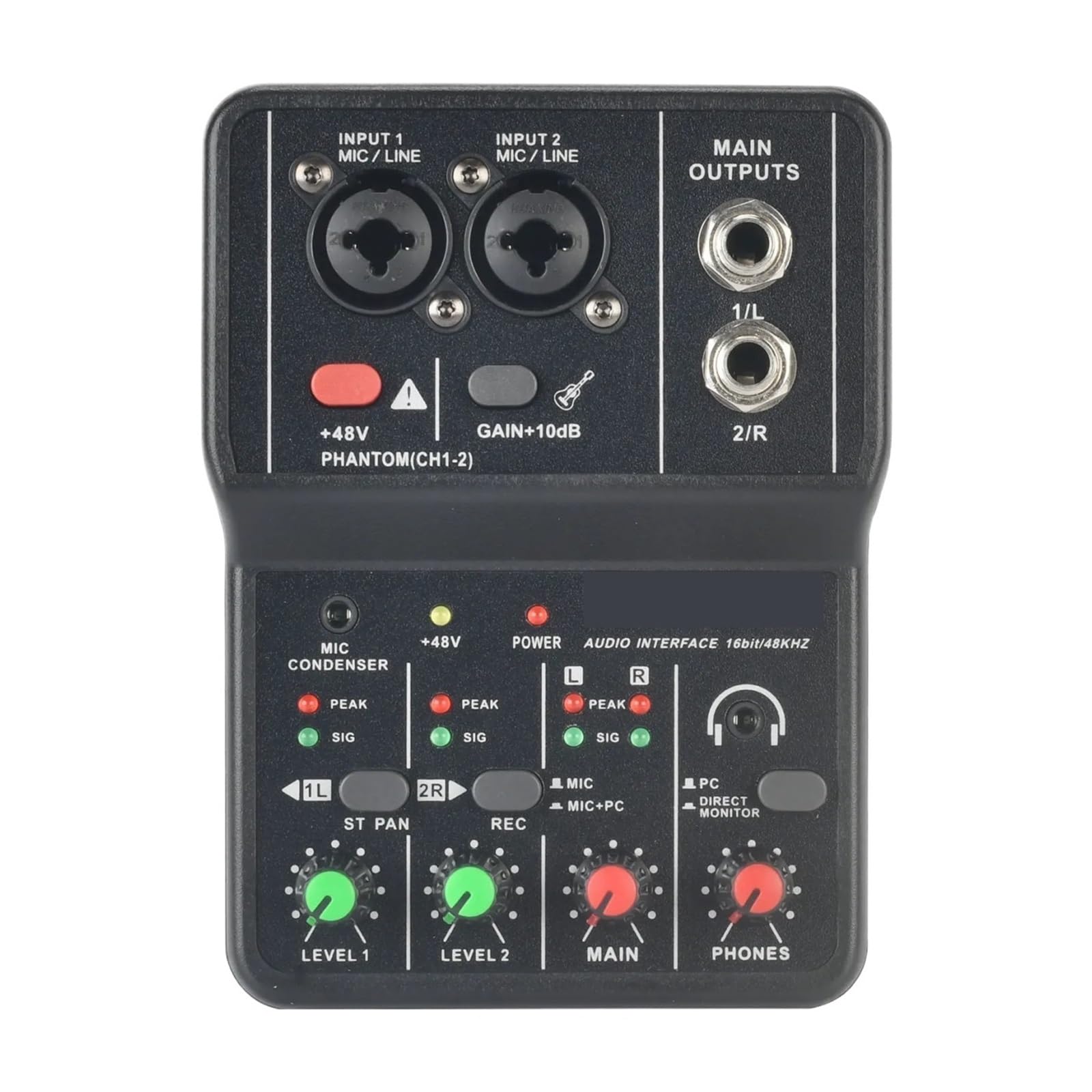 Mini Interfaz De Audio For Grabación De PC, Tarjeta De Sonido Portátil De 48V For Grabación Musical, For Guitarra, Estudio En Casa, Música, Ordenador Profesional Ampliamente Aplicable