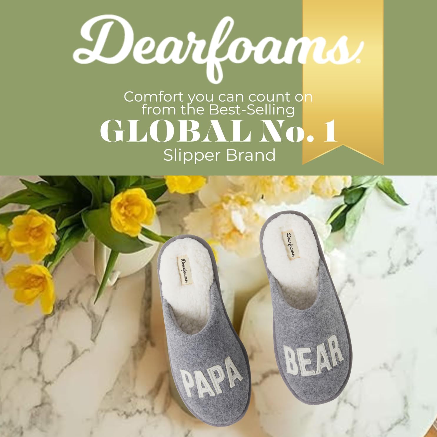 Dearfoams mens Matching Family Holiday Papa Bear Sherpa Lined Moc Toe With Embroidery Slipper - Image 6