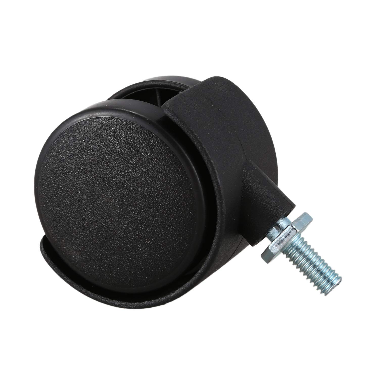 Drehbare Rolle mit Doppelrad, 6 mm Gewinde, 40 mm, Schwarz