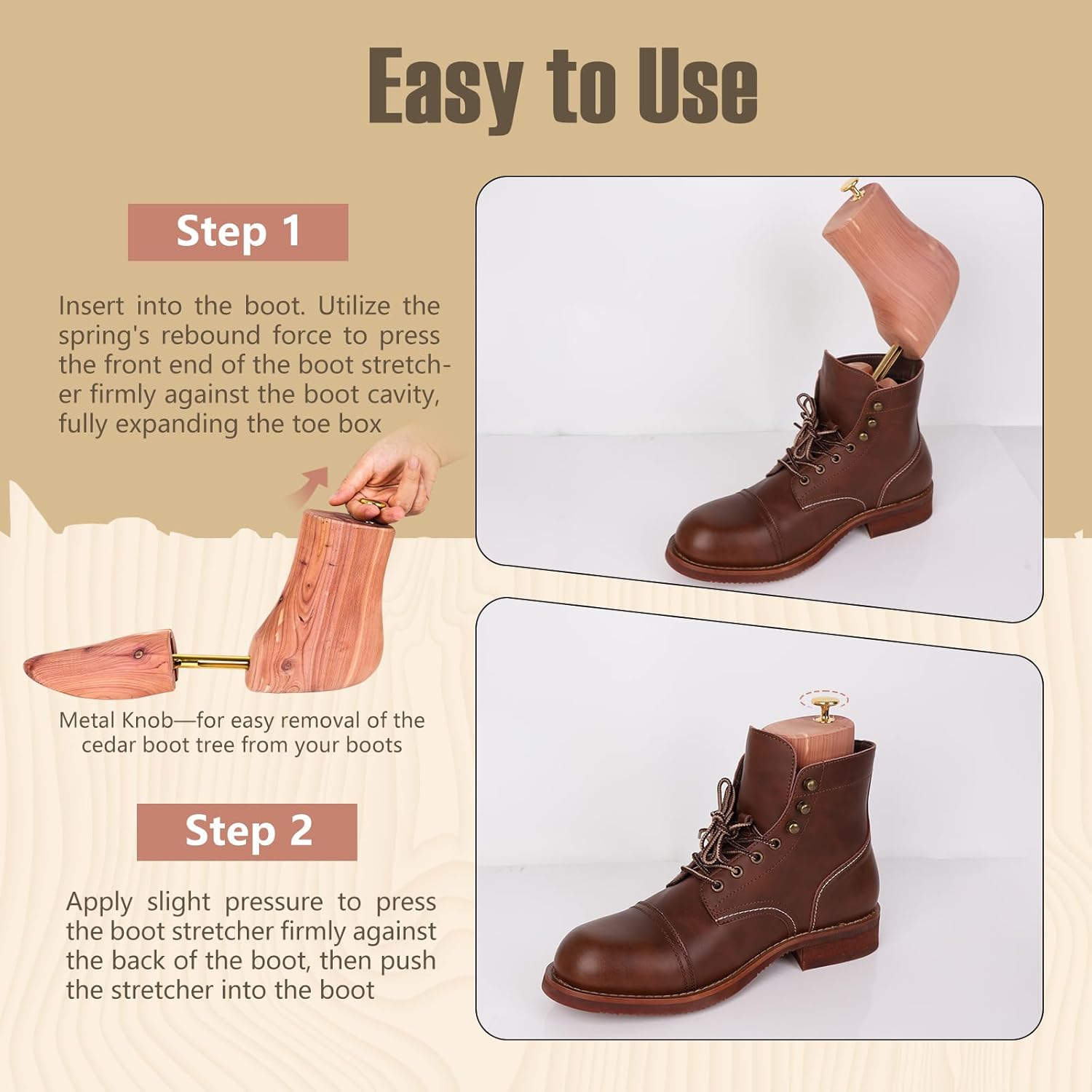 Cedar Boot Trees for Men - Maintain Shape for Chelsea, Chukkas, Short Dress & Work Boots -Gift for Boot Lovers - Image 7