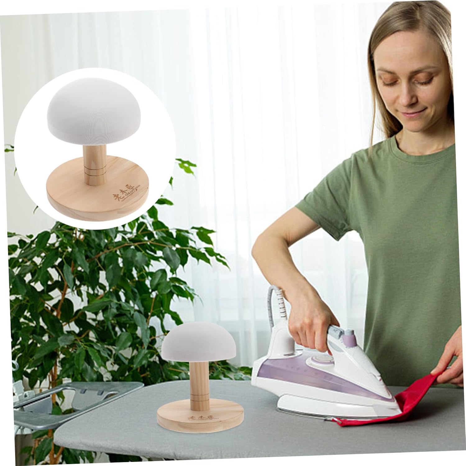 Amosfun Compact Coat Ironing Stool with Thickened Wood Base and Non Slip Bottom High Density Insulation Sponge for Stable Clothes Ironing Accessory for Shirts and Jackets Random Color