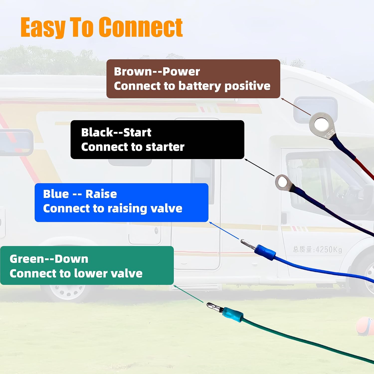 4 Wire 3-Button Dump Trailer Remote Control, Power Up/Down/Gravity Down