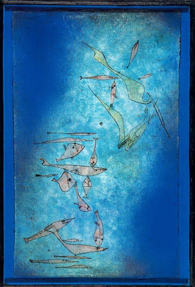 キャンバス油絵　専用　開花　パウルクレー風　飽きのこない抽象画　大きめキャンバス Amazon.co.jp: 絵画魚のイメージ パウル クレー抽象油絵キャンバス
