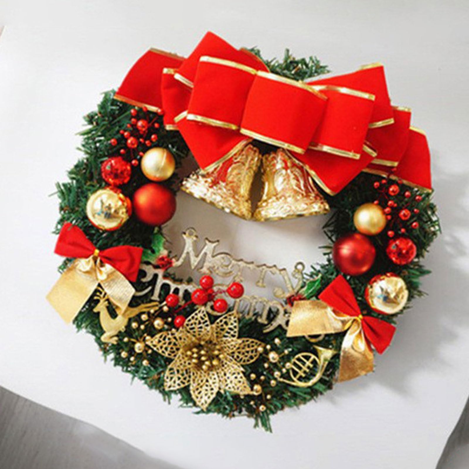 Amazon.co.jp: クリスマスドアリース、玄関ドア用人工クリスマスリース