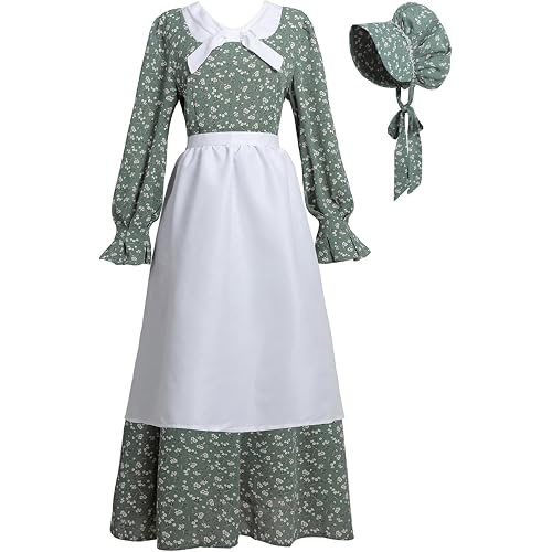 CR ROLECOS Pioneer Prairie Dress Women Colonial Pilgrim Costume 1800s Civil War Amish Historical Old Fashioned Floral Dresses