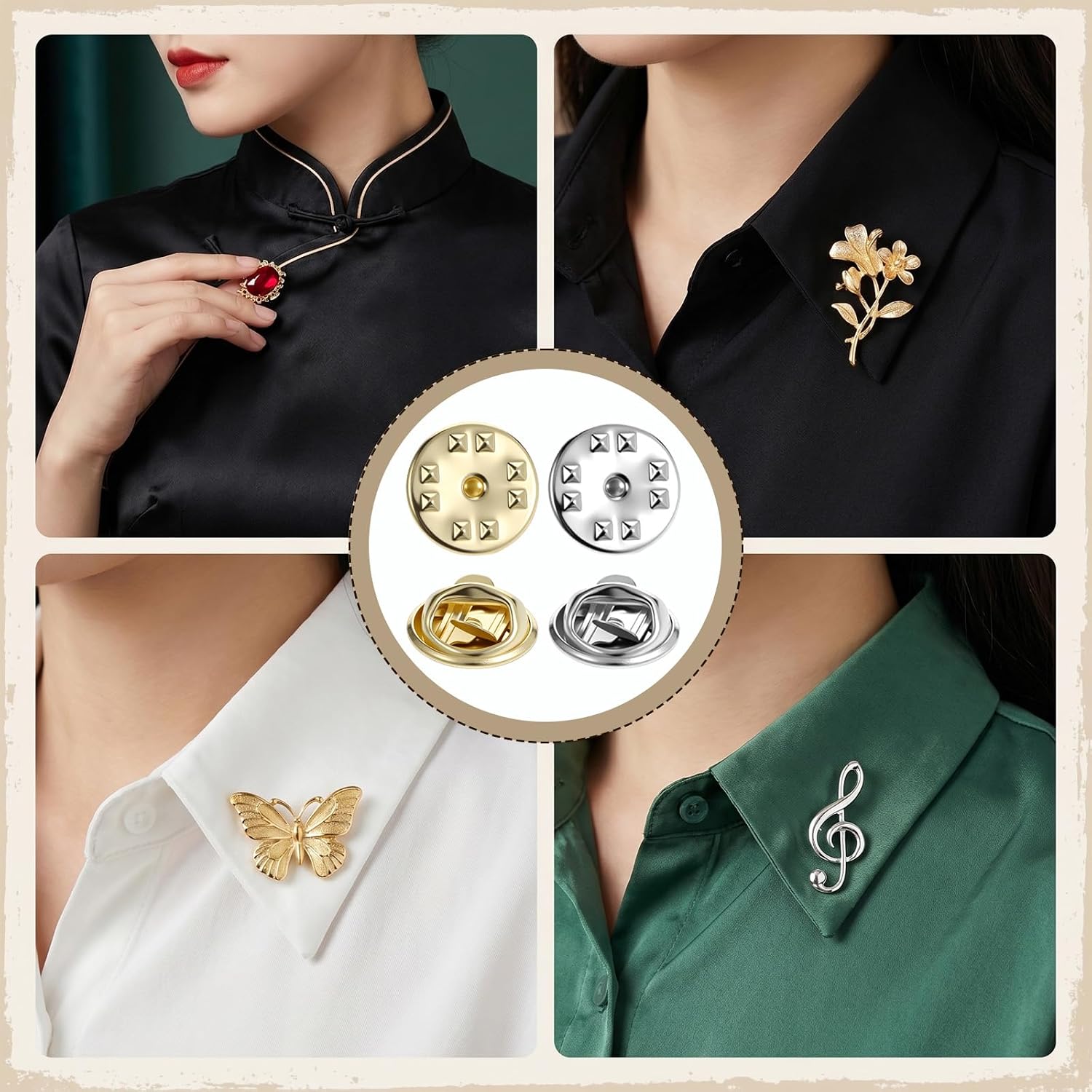 Enamel Pin Backs, 50 Pcs Metal Pin Back Butterfly Pins Replacement Locking Clips for Badge Brooch Name Tag (Gold and Silver)