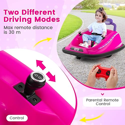 Vista 30 de OLAKIDS Coche de parachoques para niños pequeños, juguete eléctrico de 12 V para niños con control remoto, carreras de vehículos a batería para Negro