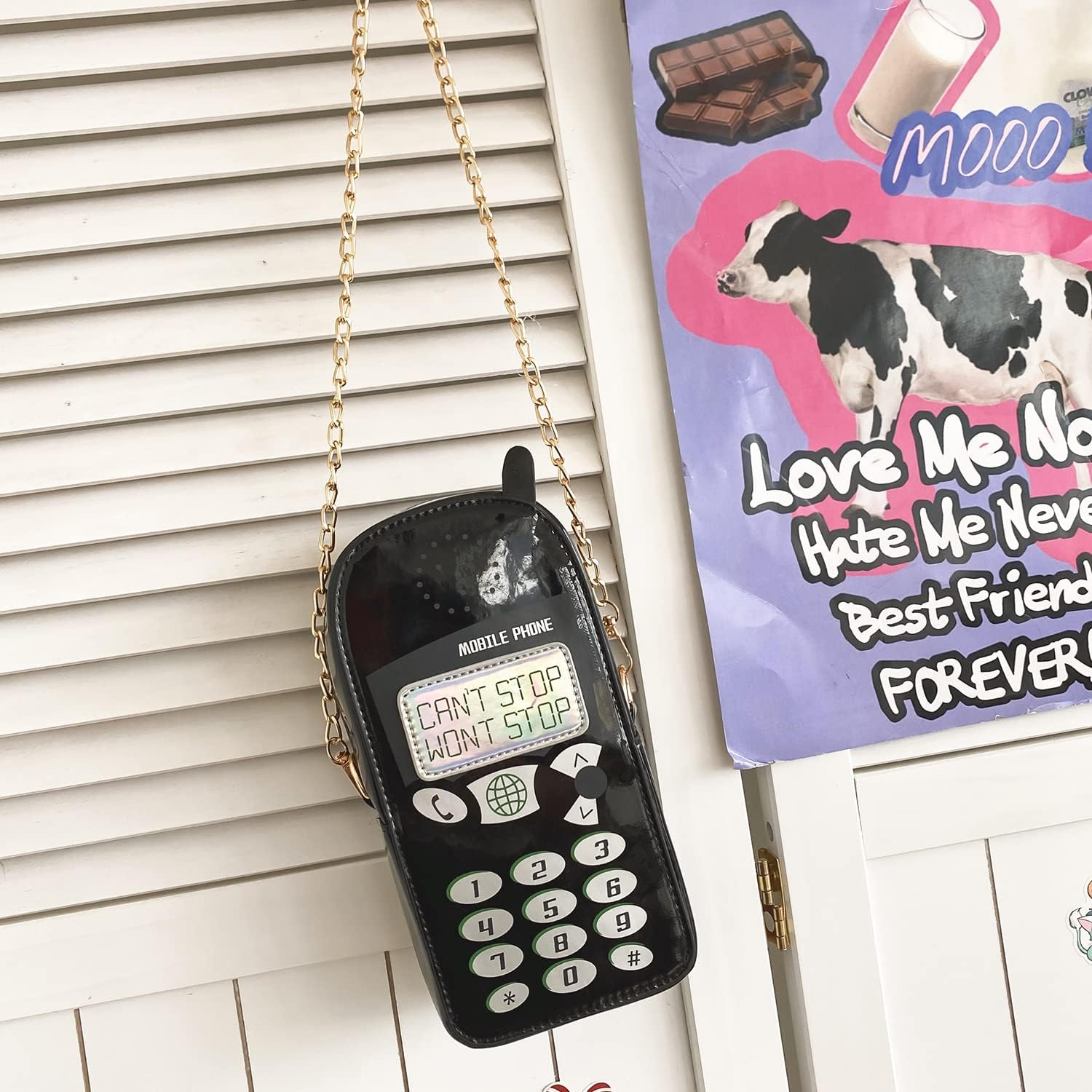 KUANG! Women Cute Digital Mobile Phone Shaped Shoulder Bag Funny Crossbody Bag Pu Messenger Chain Purse for Girls - Image 2