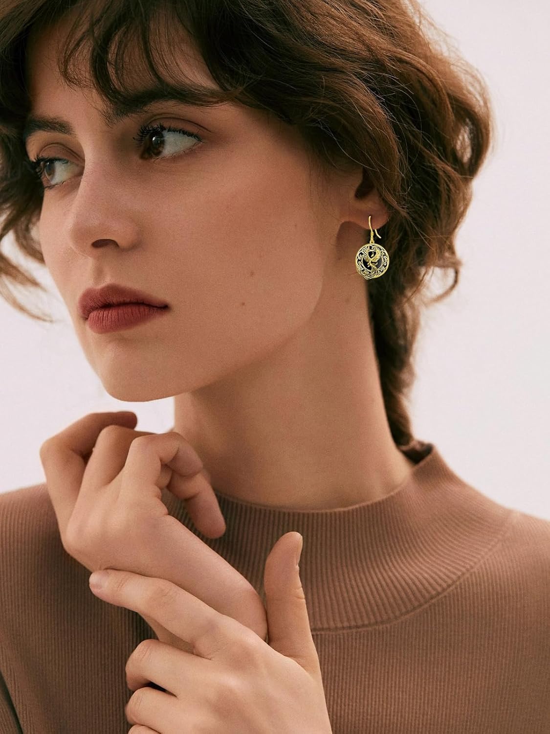 POTOP Phoenix Earrings 925 Sterling Silver Celtic Dangle Earrings Abalone/Black Agate Phoenix Rising Jewelry Christmas Gifts for Women Mom Sister Wife Girlfriend Nana Grandma - Image 3