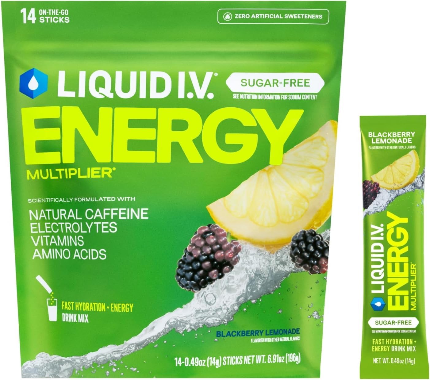 Liquid I.V. Sugar Free Energy Electrolytes BlackBerry Lemonade