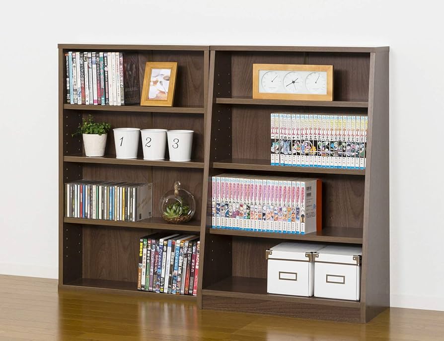 百科事典と本棚 Amazon｜書棚 60×180 ウォールナット コミック/CD/DVD/百科事典