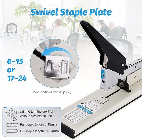Miniatura 6 de Engrapadora resistente - Engrapadora de oficina de 240 hojas sin esfuerzo con guía de papel ajustable, gran capacidad con 4000 grapas