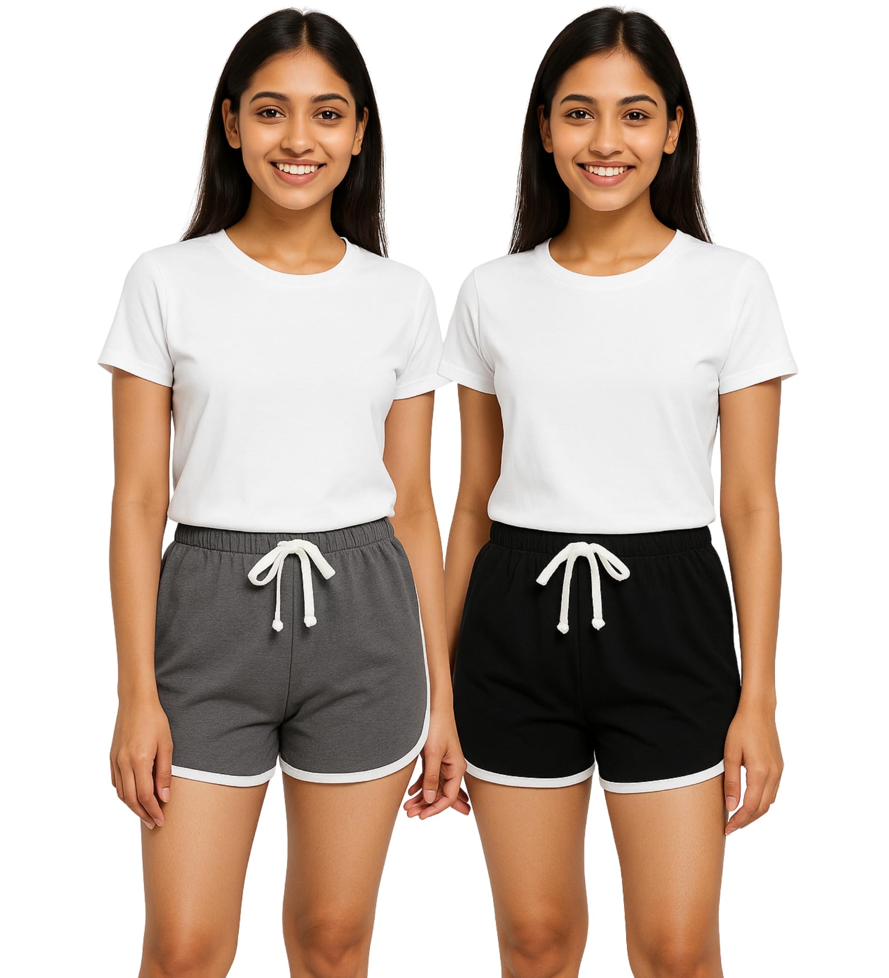 Women’s Cotton Shorts | Boxer Half Pant with Sporty Stripe | Elastic Waist | Hypoallergenic Breathable Fabric | Sweat Absorbent Material | Gym Exercise Yoga Lounge Run Wear (Multi Color)