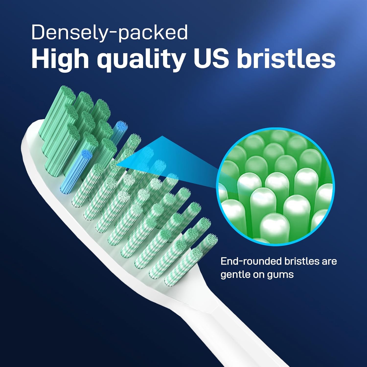 Toothbrush Replacement Whitening Heads Compatible with TAO Clean Sonic Electric Toothbrush - Brush Heads Refills, Medium Bristles, White