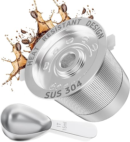 NESSUS Paquete de 1 taza K reutilizable para Keurig 1.0, tazas K reutilizables de acero inoxidable para Keurig 1 Prong Coffee Maker K Cup cápsulas