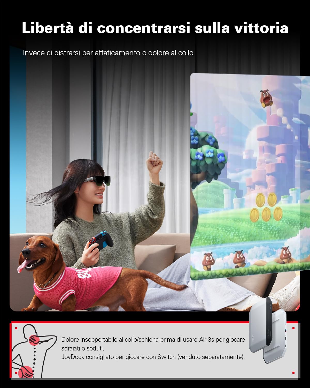 RayNeo Air 3s Occhiali AR/XR, Display HueView 201" 120Hz FHD, Dispositivo video AR portatile per iPhone 16/15, Android, Mac, Switch, PS5, Steam Deck – Teatro indossabile di prossima generazione
