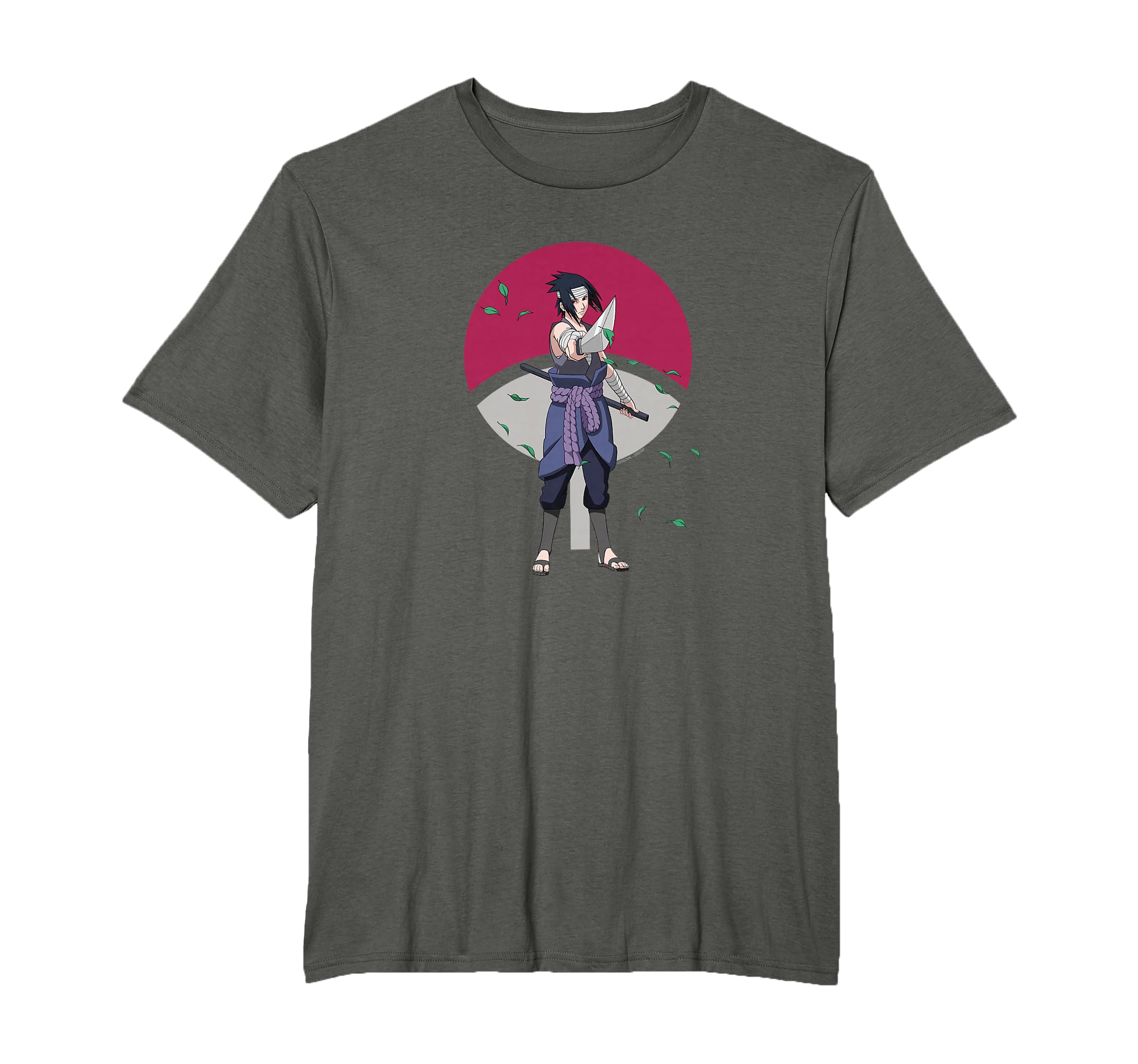 Shippuden Sasuke Uchiha Leaves and Symbol Anime T-Shirt