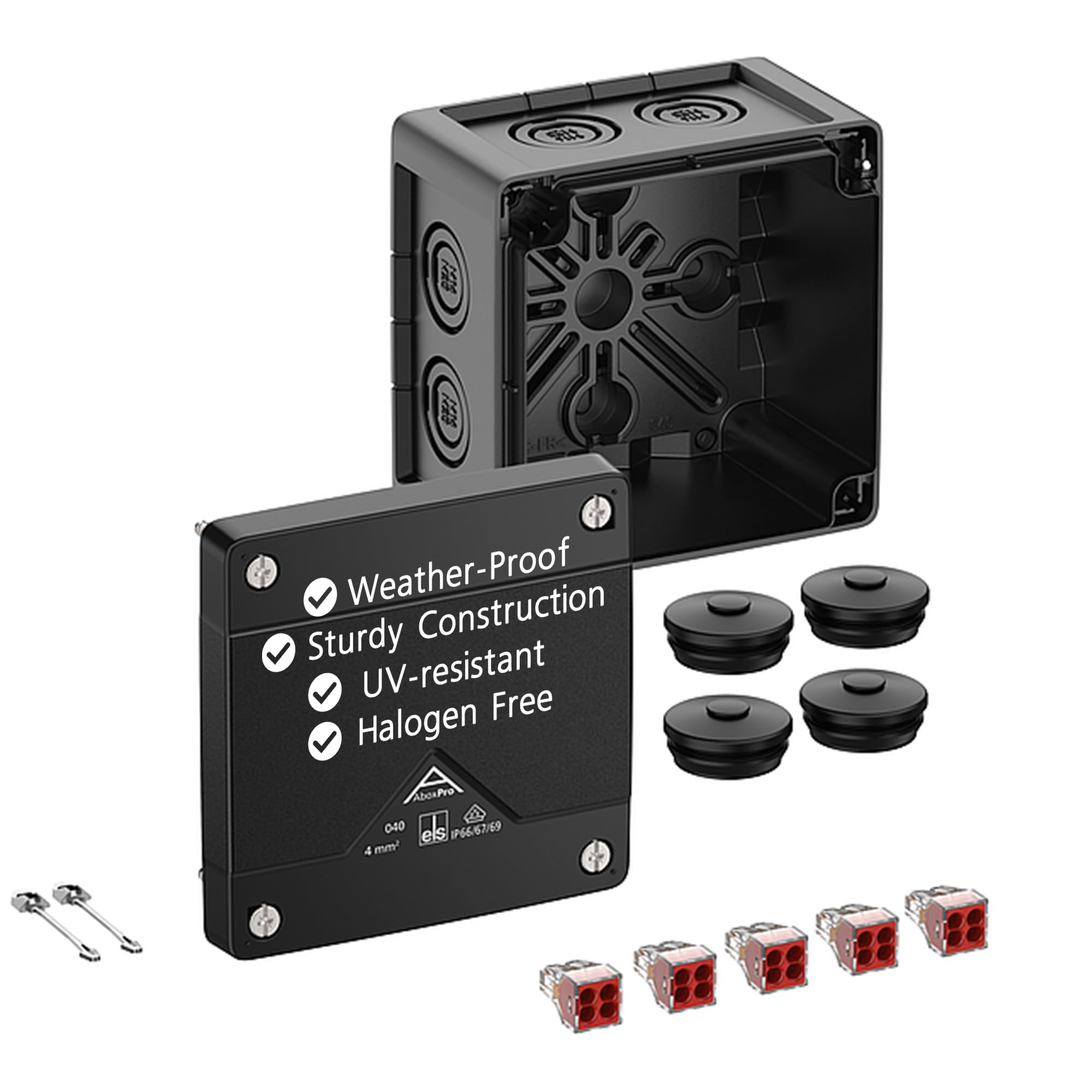 Spelsberg Abox Pro 040-4²/sw, IP66/IP67/IP69 Junction Box with Cable Connectors Accessories