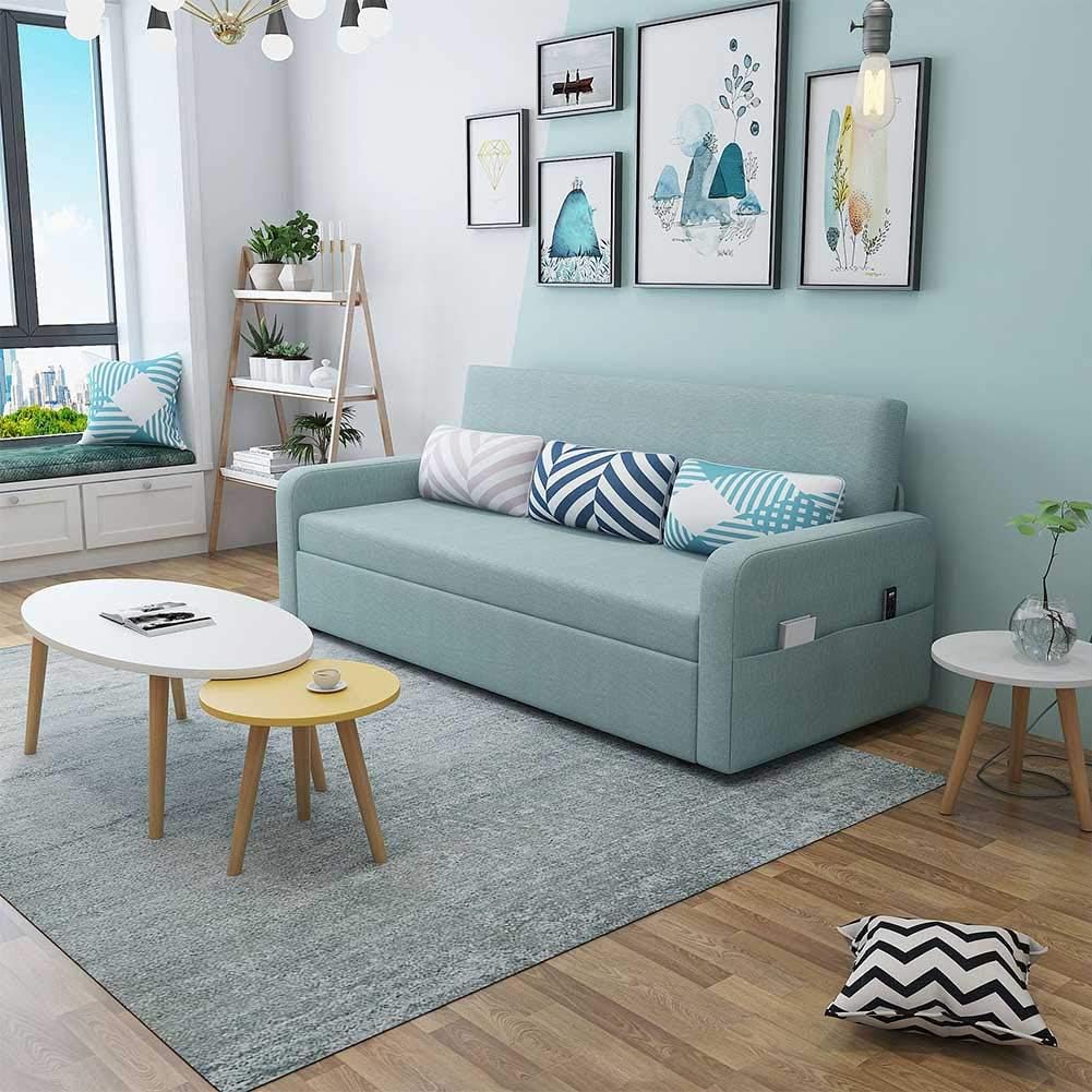 2-in-1 Folding Sofa Bed Couch Sleeper with Pull Out Bed, Modern Soft Loveseat Bed with Pillow, Adjustable Armchair Floor Sofa for Living Room or Bedroom,D,Latex Filling