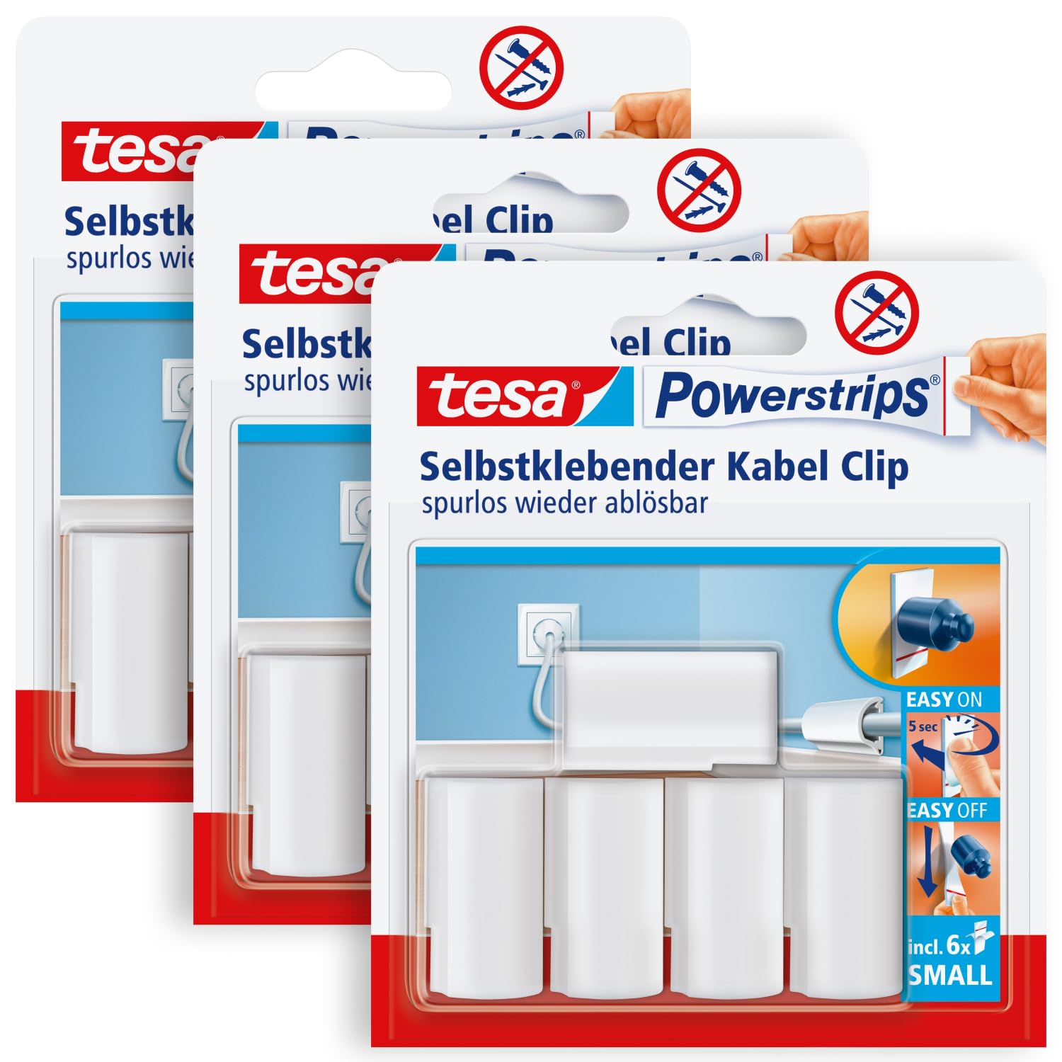 tesa 58035-00500-01 Powerstrips cable clips white 15pcs easy no-re...