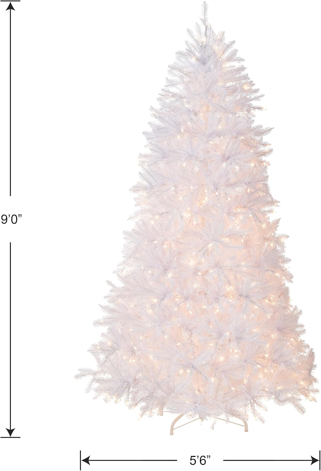 National Tree Company Pre-Lit Artificial Full Christmas Tree, White, Dunhill Fir, White Lights, Includes Stand, 7.5 Feet