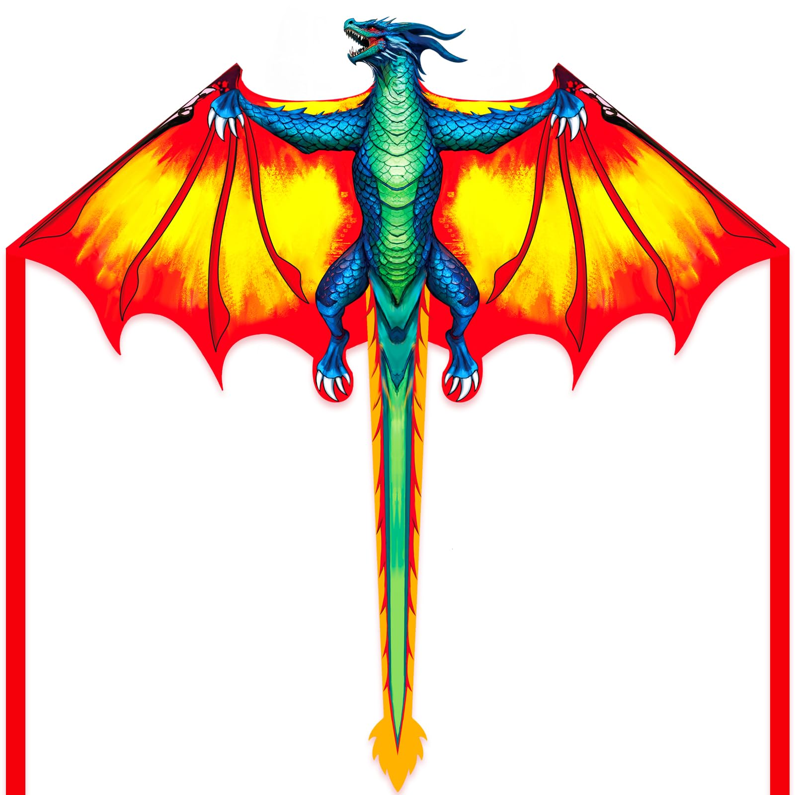 Yellow Dragon Beach Kite for Adults, Easy to Fly Kite for Kids Ages 4-12