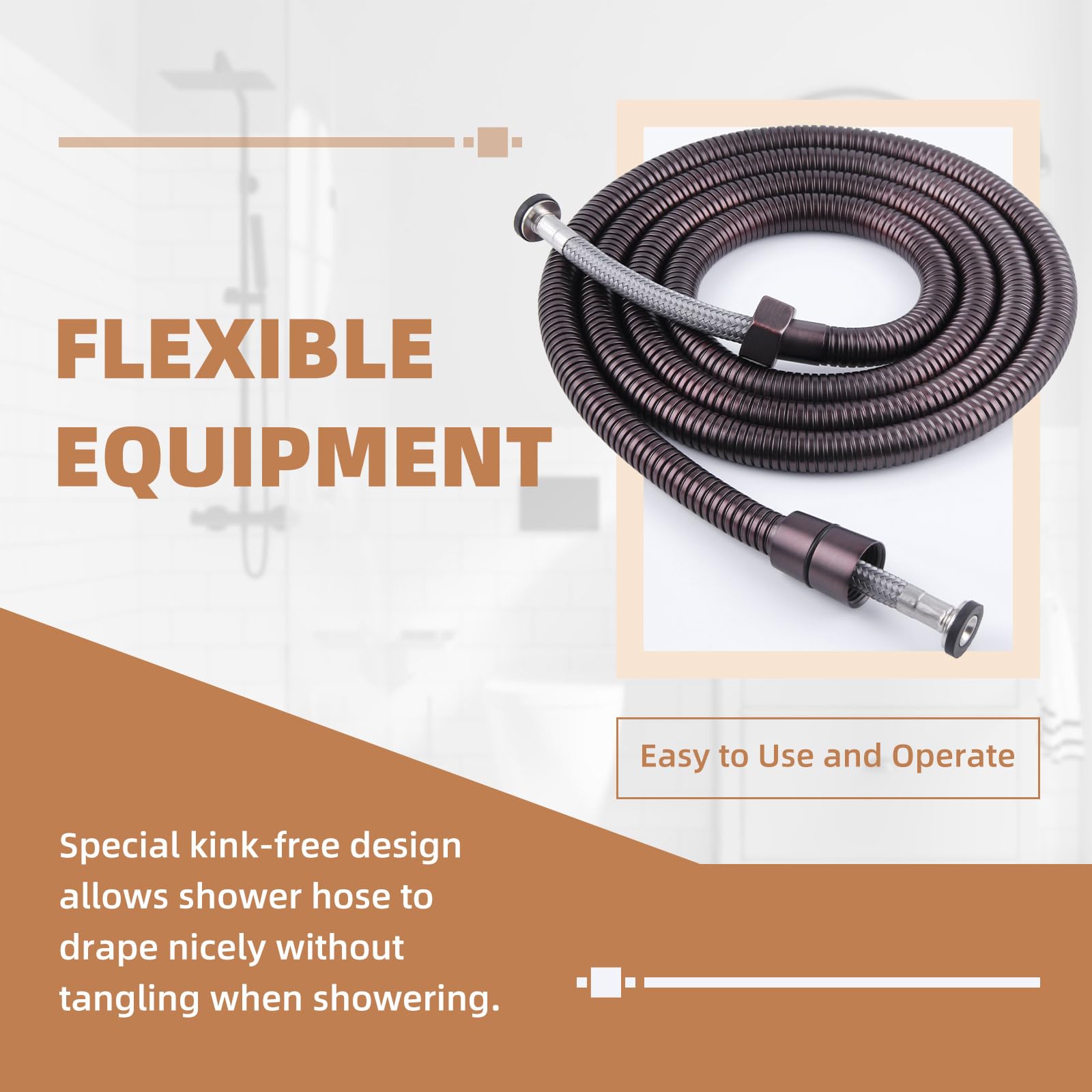 Manguera de ducha de baño, ángulo simple, soporte de mano metálico, manguera de ducha de repuesto para bañera, con pulverizador, para remolques, jardín, tuberías de agua para lavado | G - Manguera flexible de acero inoxidable para cabezal de ducha, extral