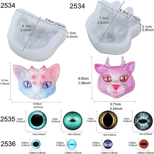Miniatura 3 de FUNSHOWCASE Moldes para hacer joyas, juego de moldes de fundición de resina, dijes y colgantes, molde de silicona para ajedrez de 3 ojos, con