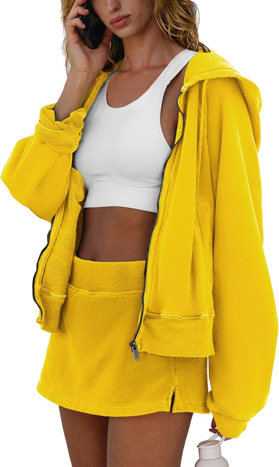 Nirovien Women Two Piece Workout Set Zip Up Hoodie and Skort Sets Athletic Sweatsuits Outfits Sets - Image 2