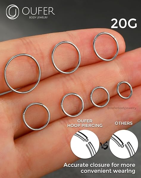 OUFER 20G Anellino Naso Acciaio Chirurgico 316L Piercing Naso Donna Anellino 5/6/7/8/9/10/12 mm Anello Naso Piercing Naso Piercing Naso Nostril Nose Hoop Nose Ring Nose Pin - 2