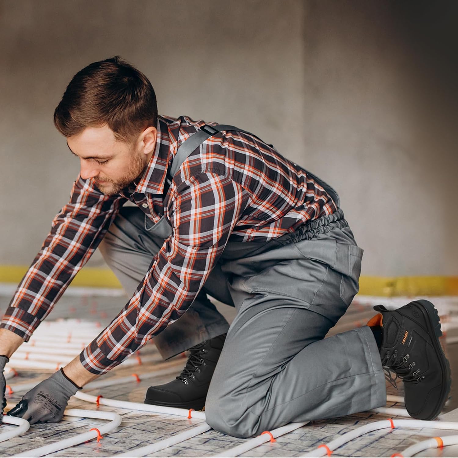 NINGO Mens Steel Toe Work Boots, Waterproof Heavy-Duty Safety Boots with Puncture Protection Oil & Slip Resistant, Steel Toe Work Shoes with Breathable Lining EH Protection for Construction Industrial - Image 2