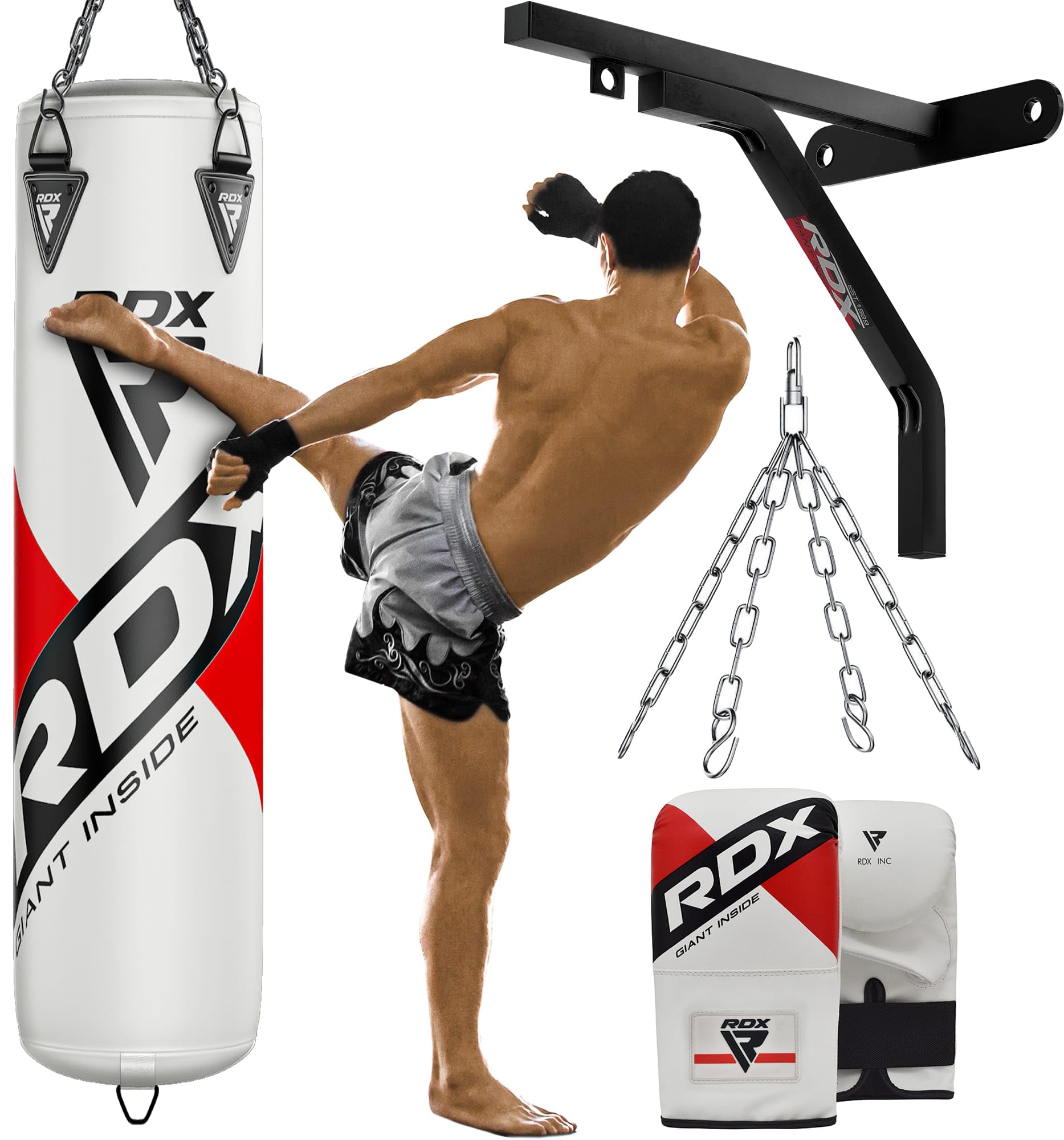 RDX Heavy 4FT 5FT Punch Bag Pro Training, 25KG Pre Filled with 50KG Max  Filling Capacity, 4PC Boxing Bag Set with Gloves Bracket Hanging Steel Chain