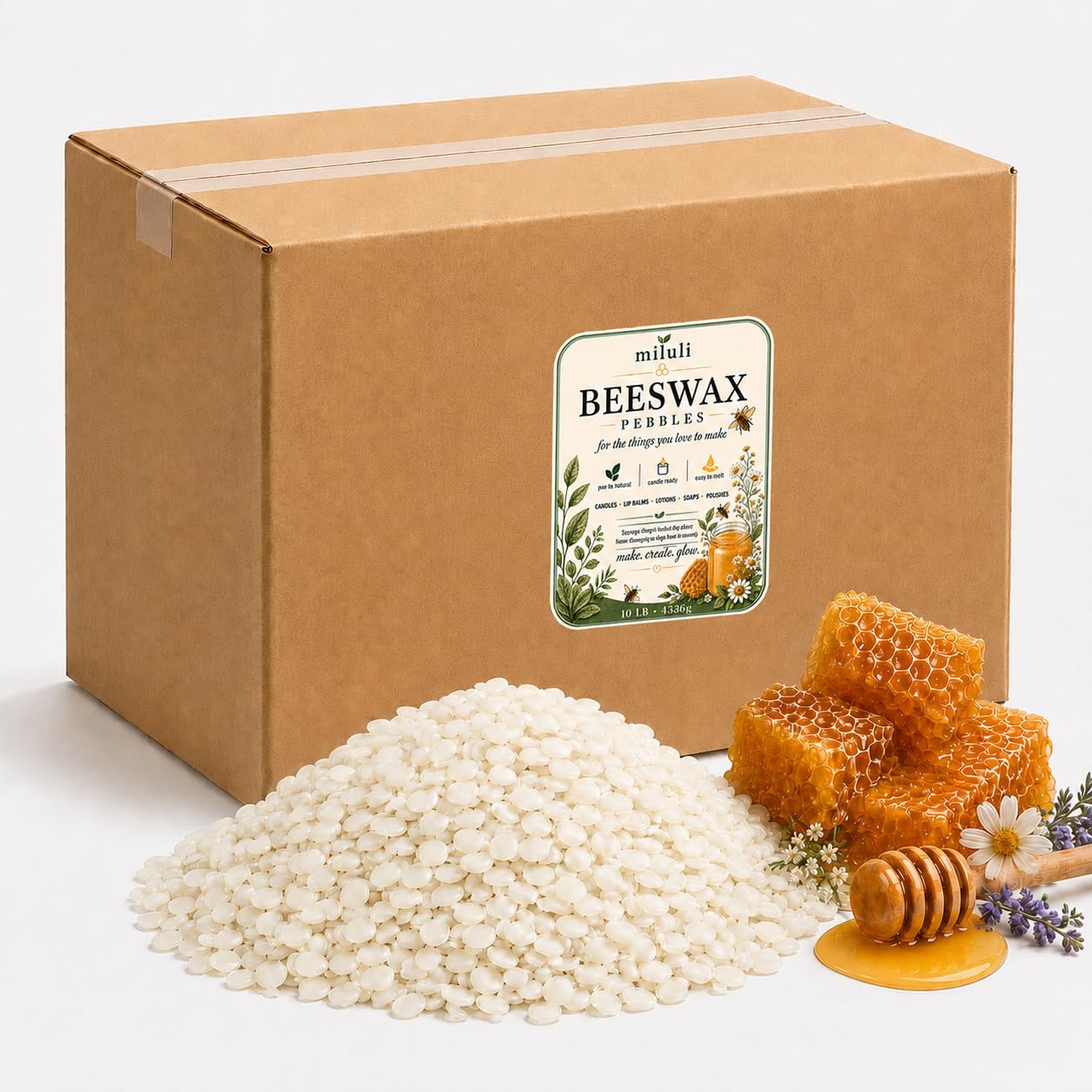 Pellets de cera de abeja natural blanca, 10 libras, cera de abeja orgánica sin parafina, cuidado de la piel, bricolaje, bálsamo labial, jabón, suministros para hacer velas en casa