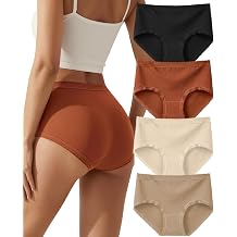 High Waisted Cotton Underwear for Women Full Coverage 4 Pack | Breathable Fabric,Tagless Design,Soft Stretch Feel,Ladies Panties Briefs for Work,Travel,Daily Wear,and Comfort.