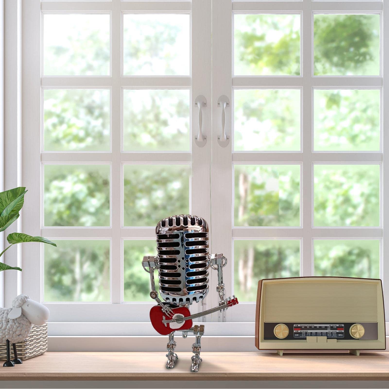 Vintage Microfoon Robot Lamp Gitaar, Robot Touch Dimmer Lamp
