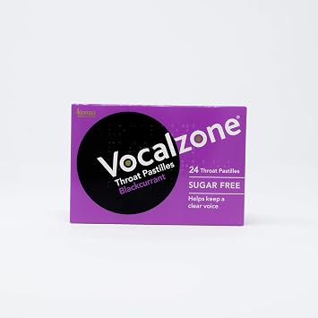 Vocalzone Throat Pastilles Blackcurrant Sugar Free 6 Packs 24- for Sore Throats and Hoarseness When Overusing Your Voice. Produced and Sold in the United Kingdom Since 1912.