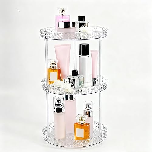 Miniatura 6 de Lazy Susan - Organizador de mesa giratoria de 3 niveles para gabinete, diseño de diamante de 9.2 pulgadas, organización y almacenamiento de despensa