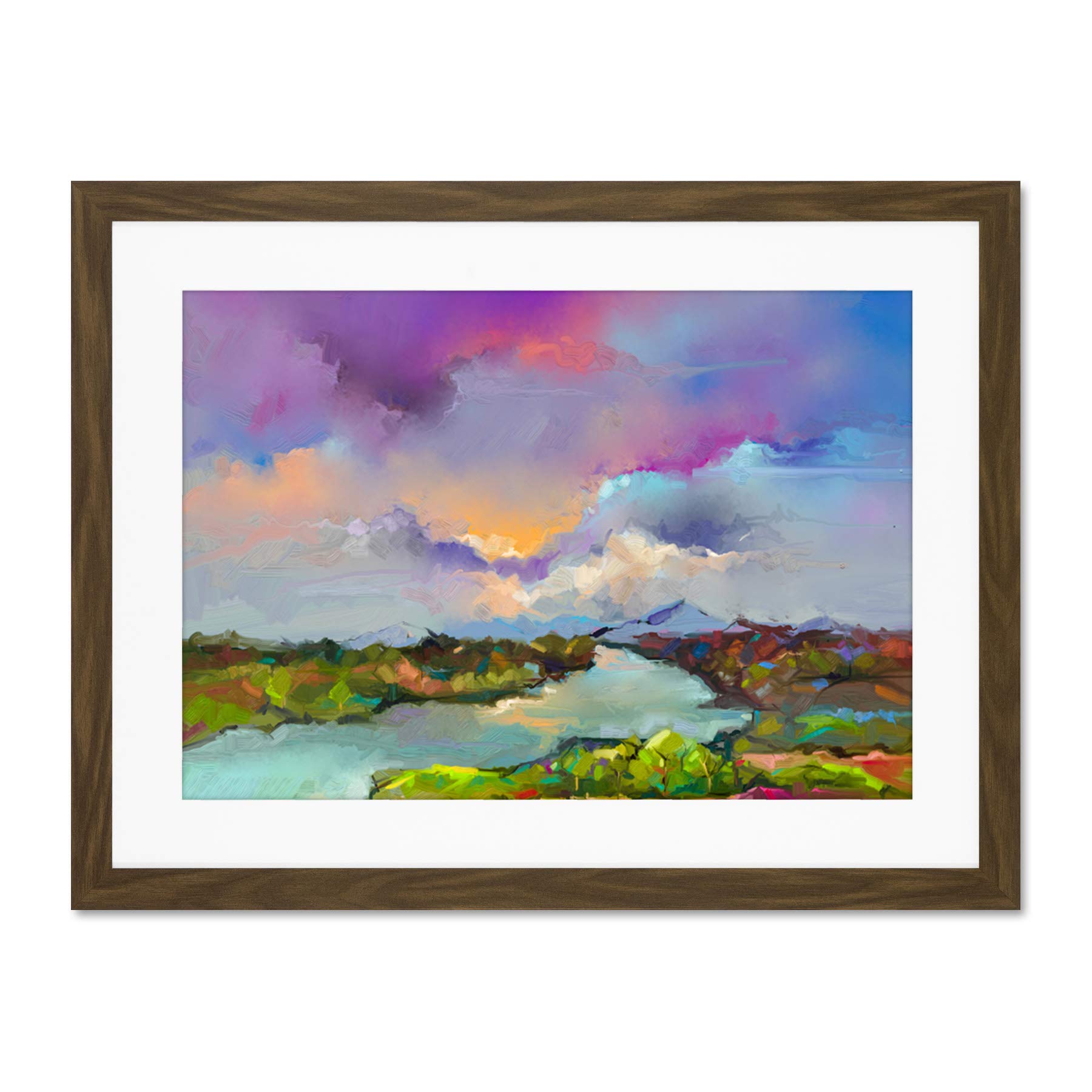 Wee Blue Coo Contemporary Colourful Landscape Large Framed Art Print Wall Poster 18x24 inch
